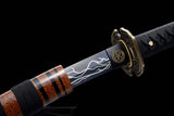Hand Forged Japanese Tanto Storm Short Sword Manganese Steel Blackened blades - Tophatter Daily Deals