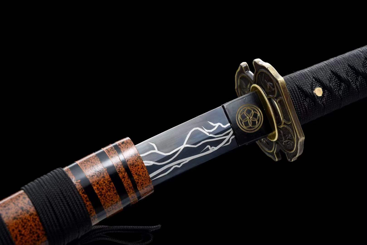 Hand Forged Japanese Tanto Storm Short Sword Manganese Steel Blackened blades - Tophatter Daily Deals