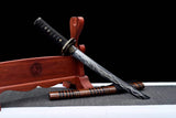 Hand Forged Japanese Tanto Storm Short Sword Manganese Steel Blackened blades - Tophatter Daily Deals