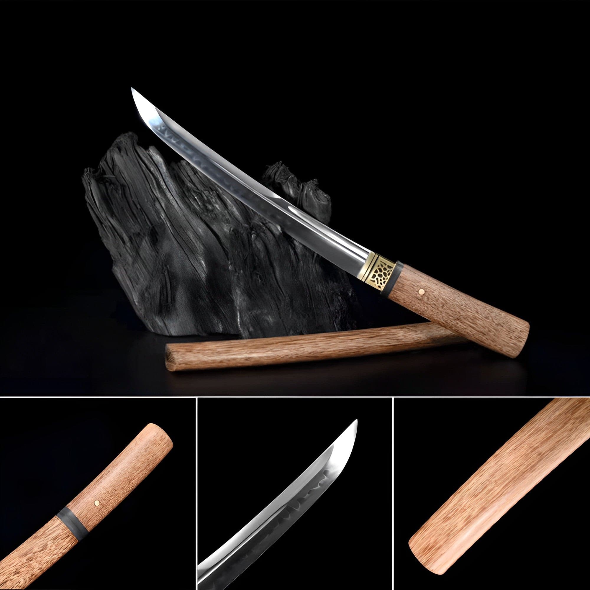 Hand Forged Japanese Tanto T10 Carbon steel Rosewood - Tophatter Daily Deals