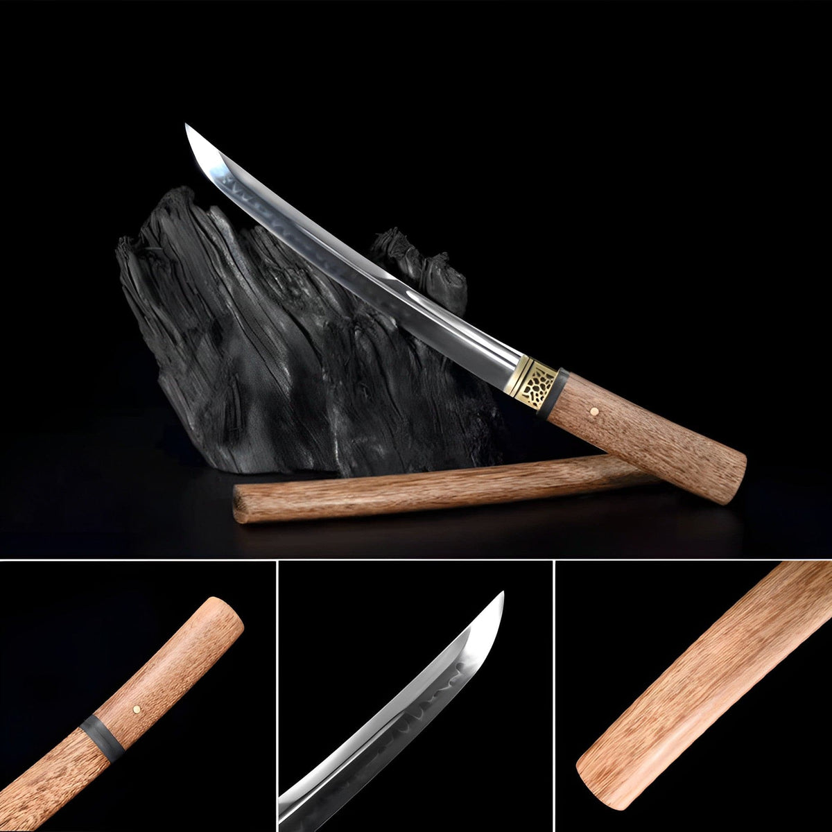 Hand Forged Japanese Tanto T10 Carbon steel Rosewood - Tophatter Daily Deals