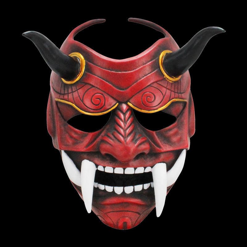 Hand-Made Japanese Hannya Fangs Resin Oni Mask Red - Tophatter Daily Deals