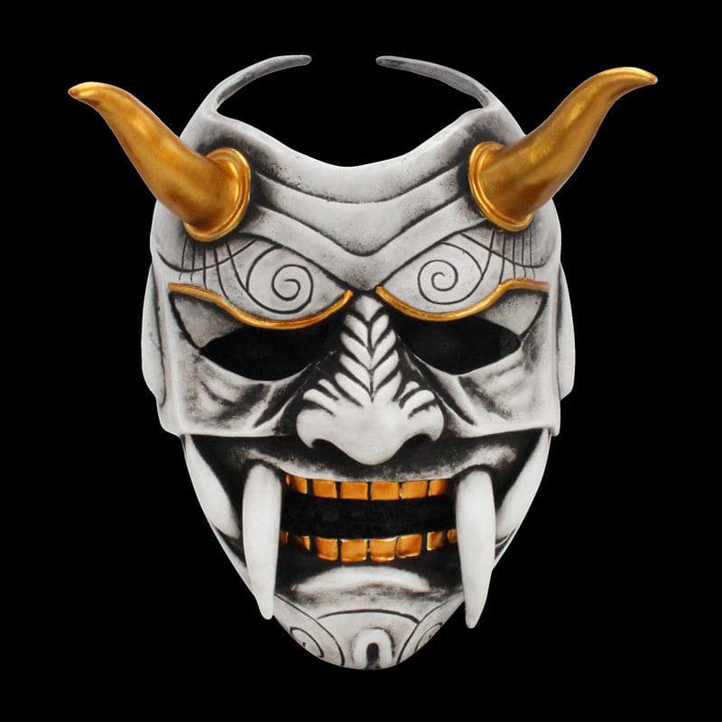 Hand-Made Japanese Hannya Fangs Resin Oni Mask White - Tophatter Daily Deals