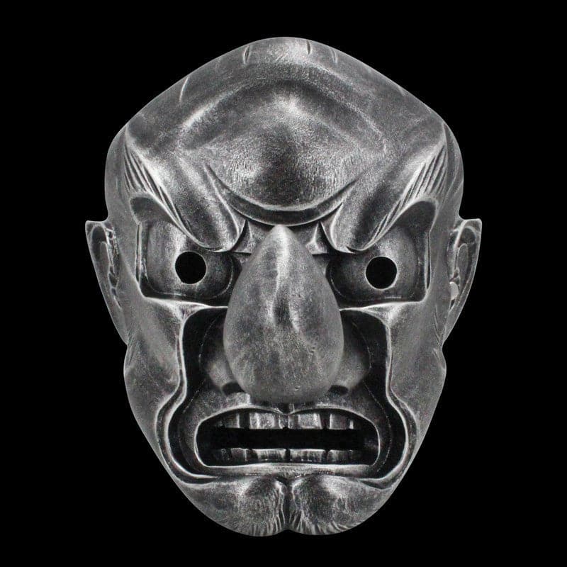 Hand-Made Japanese Hannya Red Tengu Resin Oni Mask Antique Silver - Tophatter Daily Deals