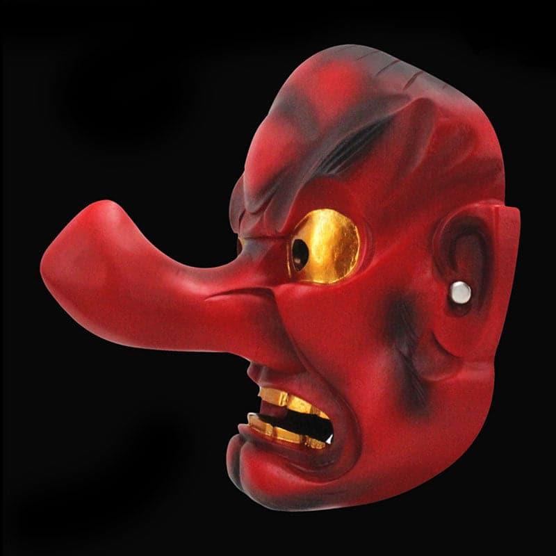 Hand-Made Japanese Hannya Red Tengu Resin Oni Mask - Tophatter Daily Deals