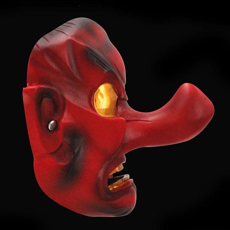Hand-Made Japanese Hannya Red Tengu Resin Oni Mask - Tophatter Daily Deals