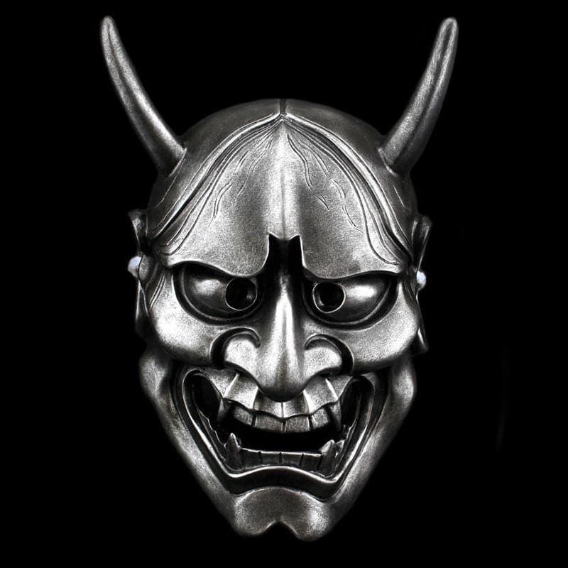 Hand-Made Japanese Hannya 凛凛蝶 Resin Oni Mask Antique Silver - Tophatter Daily Deals