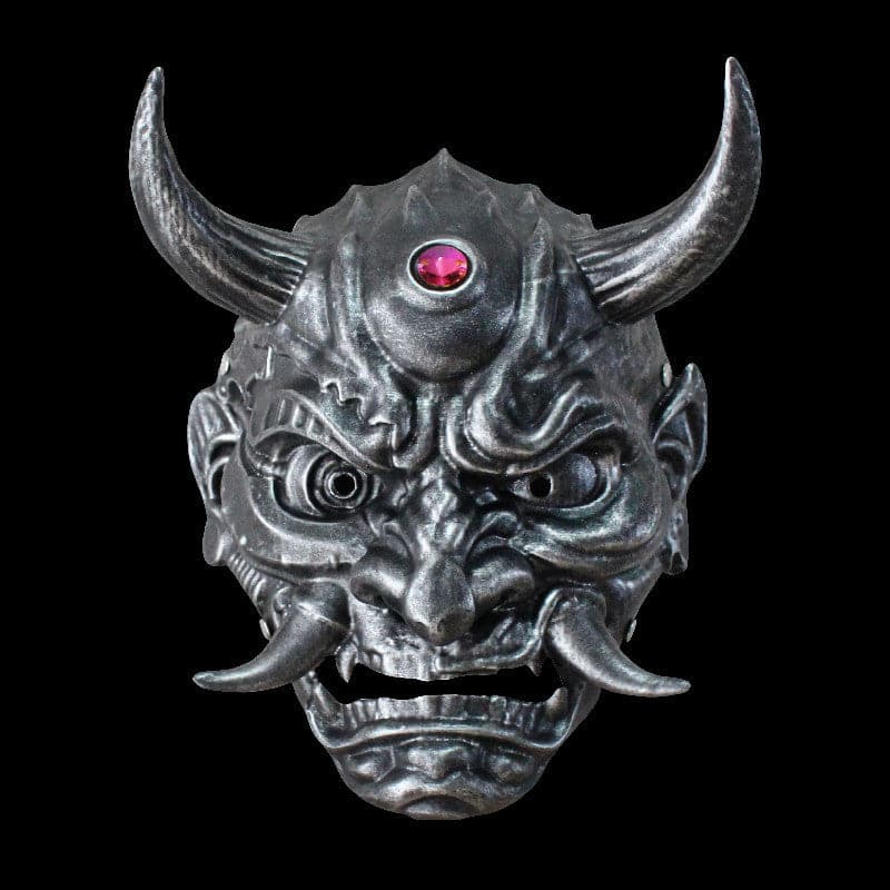 Hand-Made Japanese Resin Oni Mask Antique Silver - Tophatter Daily Deals