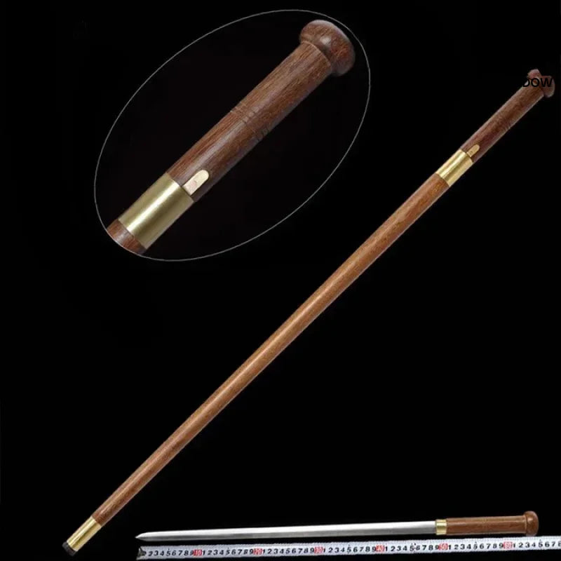 Handcrafted Mahogany Mushroom Head Pattern Steel Cane Sword with Copper Lock(US ONLY)-GS49 Pocket Knives - Tophatter Daily Deals