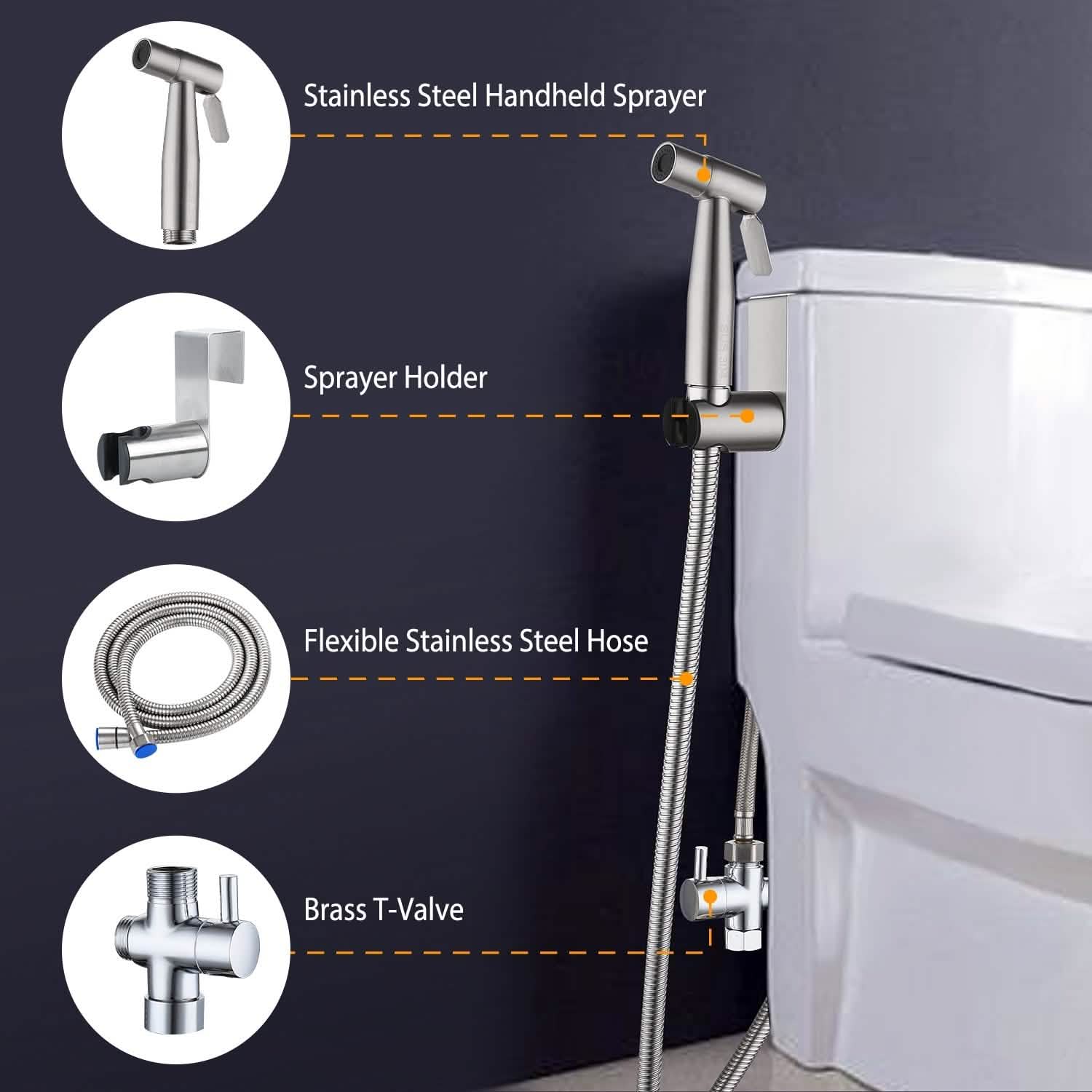 Handheld Bidet Sprayer Stainless Steel Bath - Tophatter Daily Deals