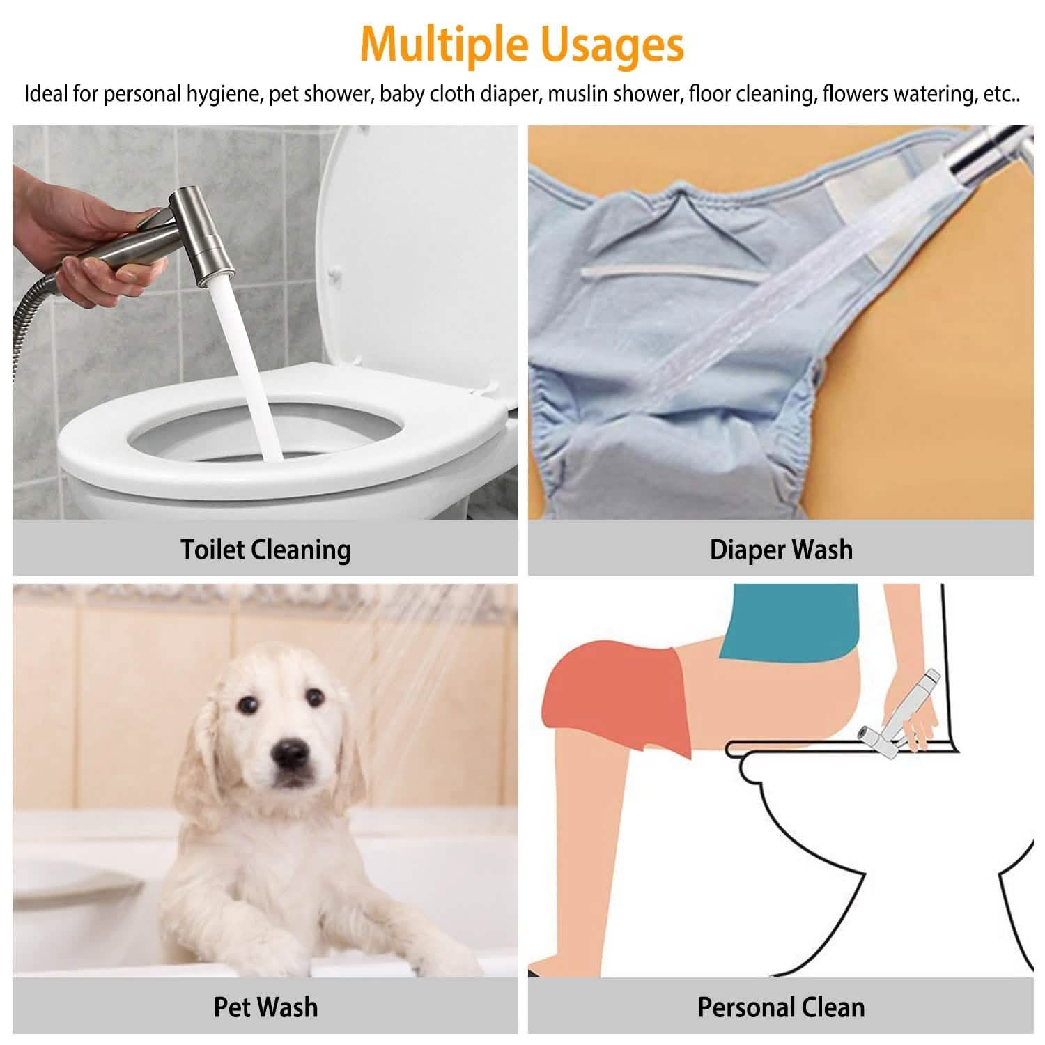 Handheld Bidet Sprayer Stainless Steel Bath - Tophatter Daily Deals