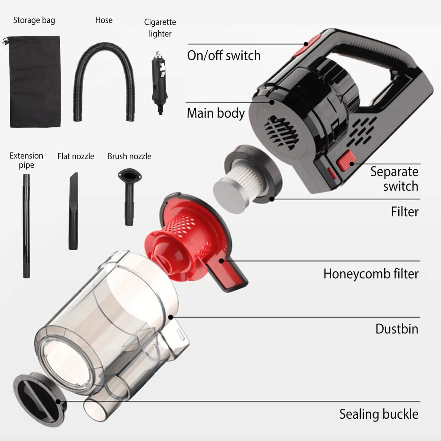 Handheld Car Vacuum Cleaner with Accessory Kit Automotive - Tophatter Daily Deals