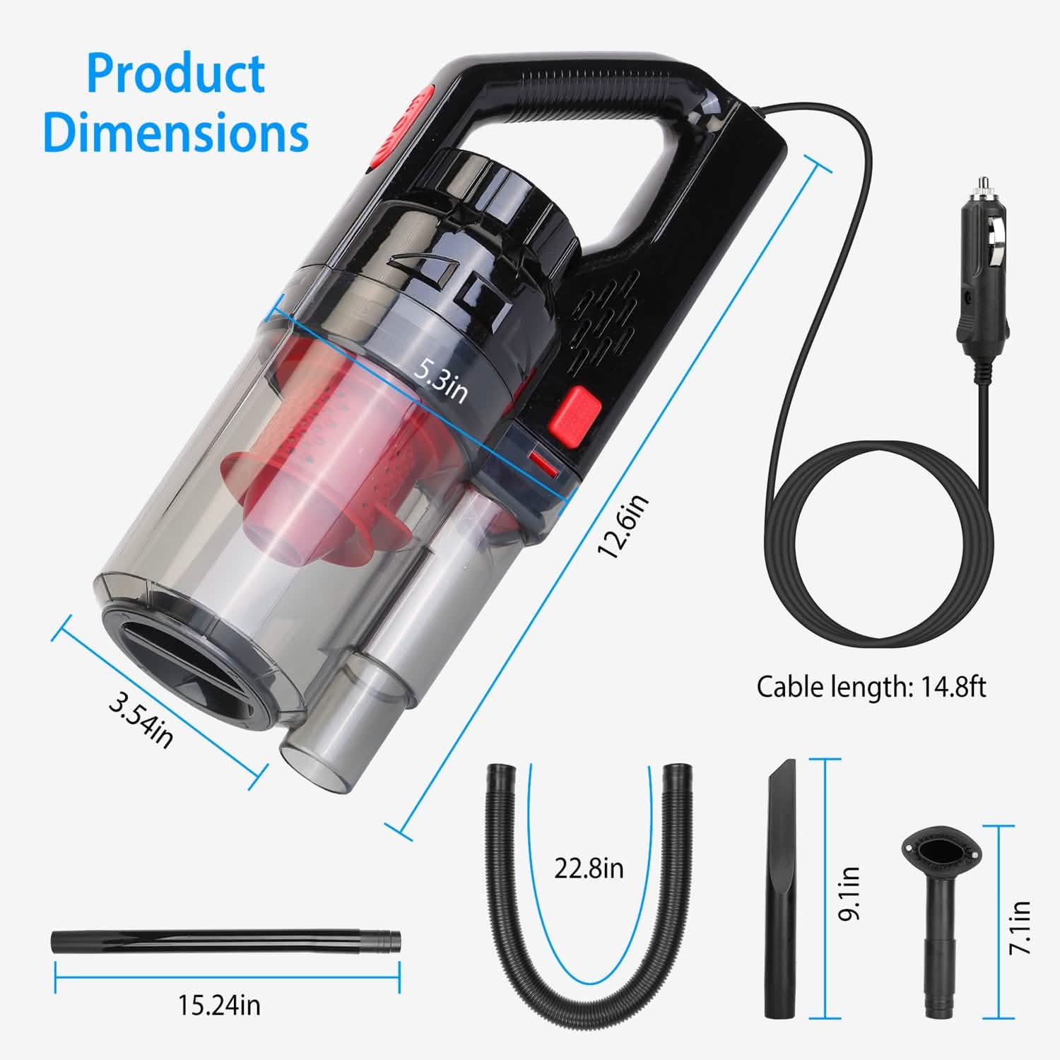 Handheld Car Vacuum Cleaner with Accessory Kit Automotive - Tophatter Daily Deals