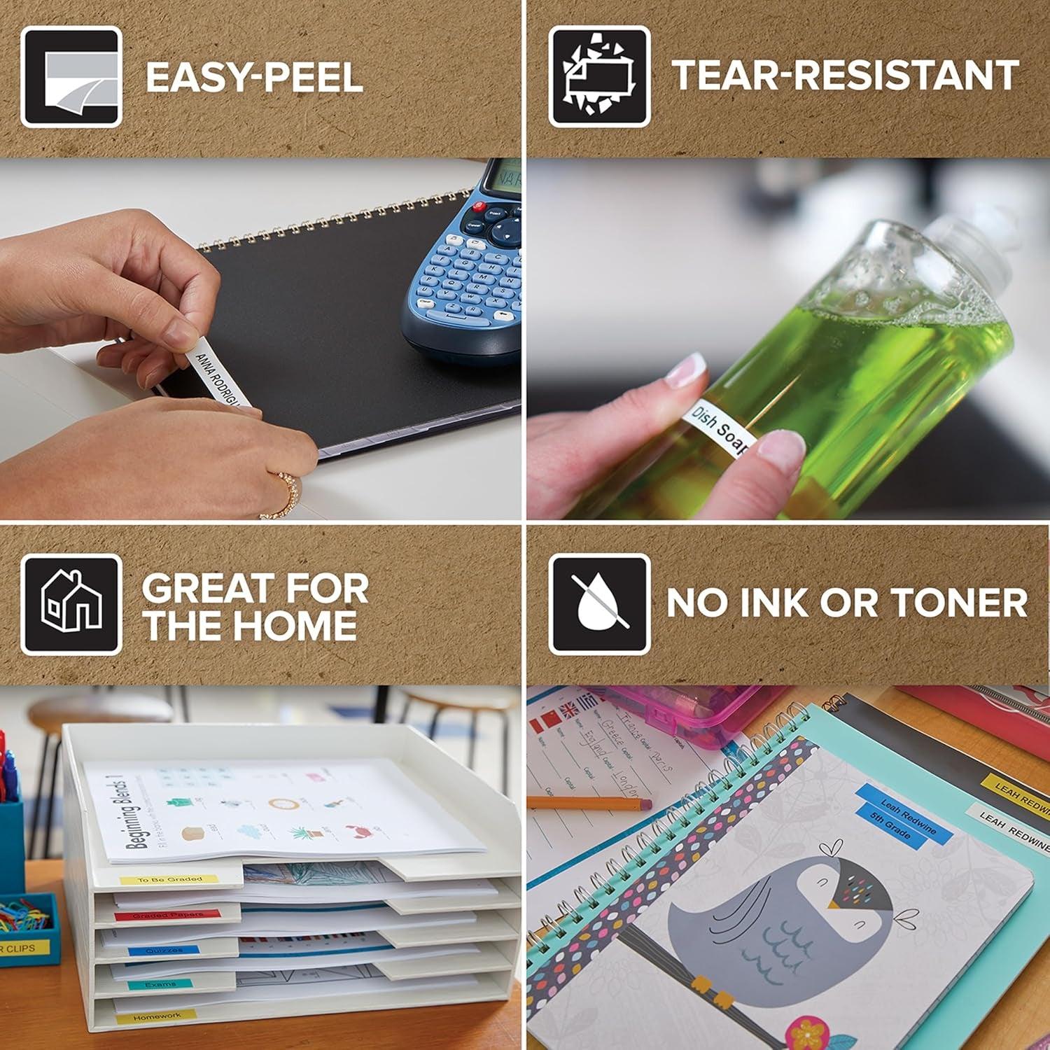 Portable Label Printer - LT-100H Label Maker Starter Kit | Handheld Label Printer Machine | ABC Keyboard Label Printer with 13 Character LCD Screen | Paper, Clear Plastic Label Tape & Machine Holder Apparel & Accessories - Tophatter Daily Deals