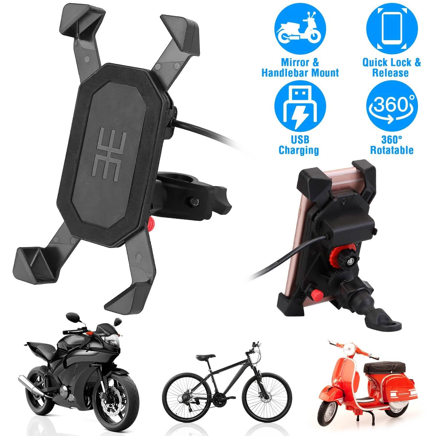 Handlebar Mirror Mobile Phone Holder Mobile Accessories - Tophatter Daily Deals