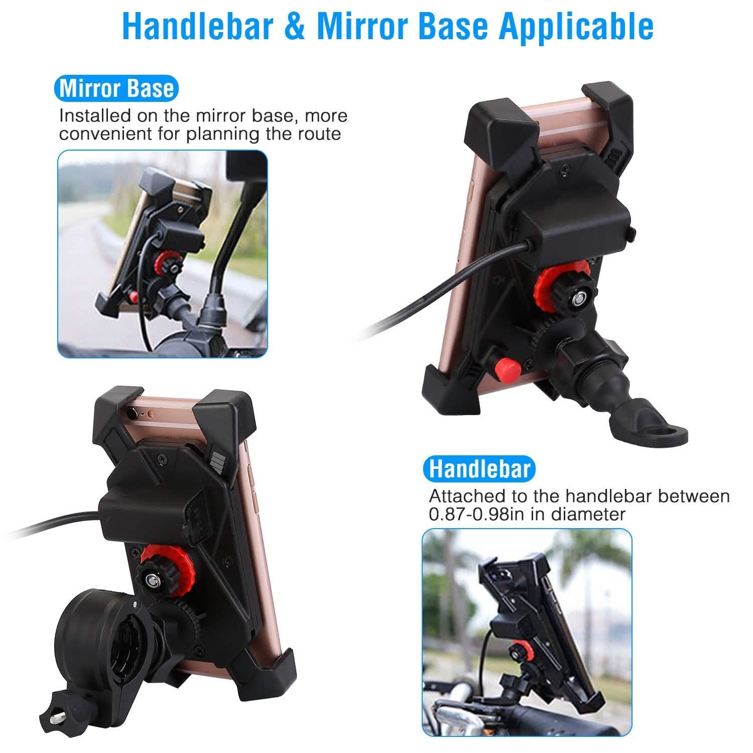 Handlebar Mirror Mobile Phone Holder Mobile Accessories - Tophatter Daily Deals
