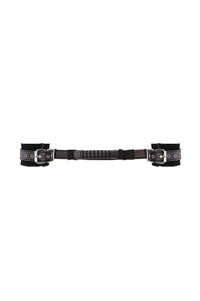 Ouch by Shots Toys - Black & White - Bonded Leather Hand Cuffs With Handle - Black BDSM - Tophatter Daily Deals