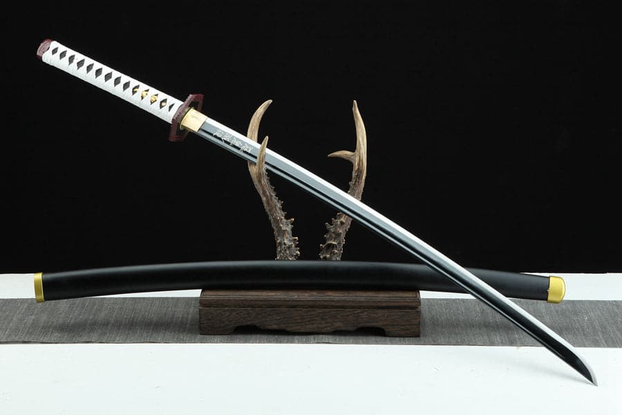 Handmade Anime Katana Demon Slayer Giyu Tomioka Nichirin Sword 1045 High Carbon Steel Black Blade - Tophatter Daily Deals