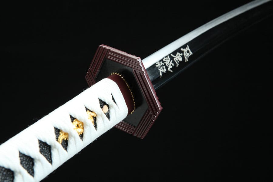 Handmade Anime Katana Demon Slayer Giyu Tomioka Nichirin Sword 1045 High Carbon Steel Black Blade - Tophatter Daily Deals