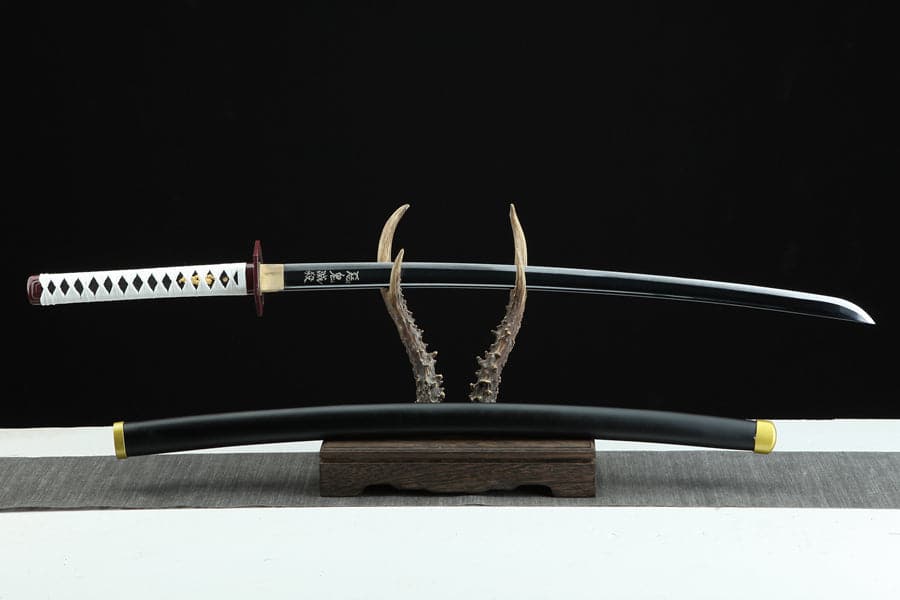 Handmade Anime Katana Demon Slayer Giyu Tomioka Nichirin Sword 1045 High Carbon Steel Black Blade - Tophatter Daily Deals