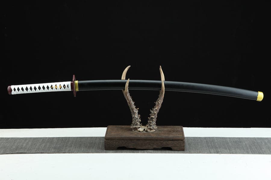 Handmade Anime Katana Demon Slayer Giyu Tomioka Nichirin Sword 1045 High Carbon Steel Black Blade - Tophatter Daily Deals