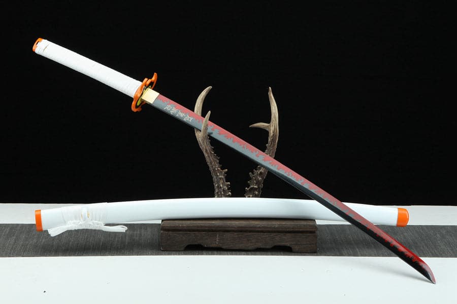Handmade Anime Katana Demon Slayer Kyojuro Rengoku Nichirin Sword 1045 High Carbon Steel White - Tophatter Daily Deals