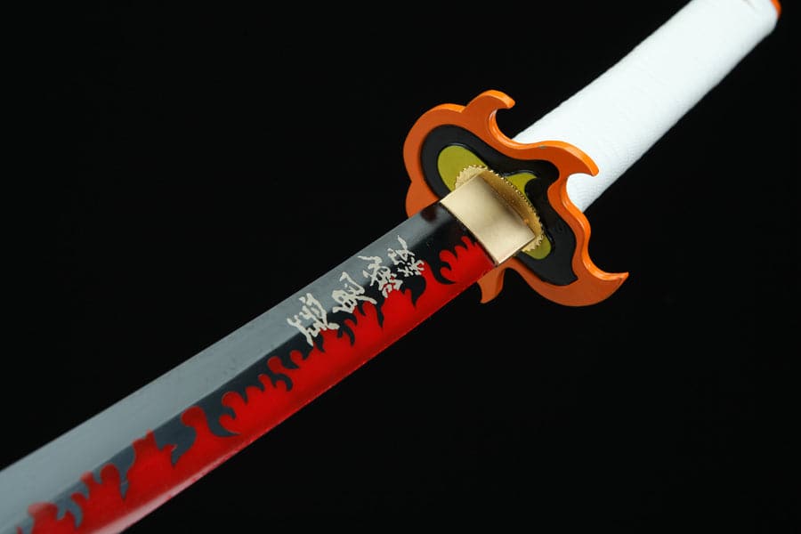 Handmade Anime Katana Demon Slayer Kyojuro Rengoku Nichirin Sword 1045 High Carbon Steel White - Tophatter Daily Deals
