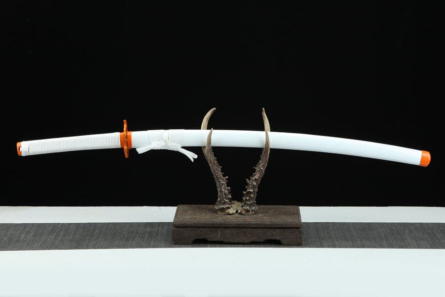 Handmade Anime Katana Demon Slayer Kyojuro Rengoku Nichirin Sword 1045 High Carbon Steel White - Tophatter Daily Deals