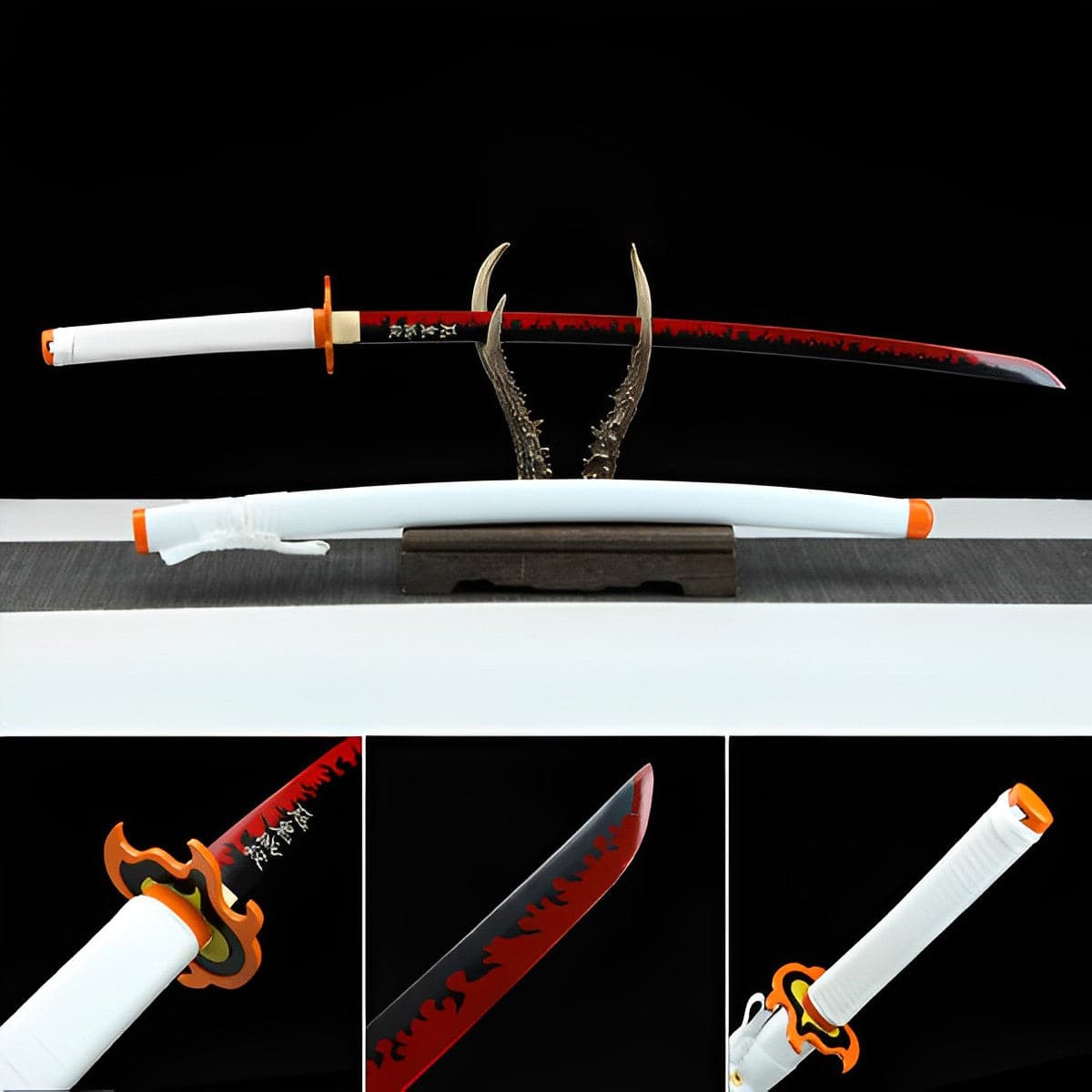 Handmade Anime Katana Demon Slayer Kyojuro Rengoku Nichirin Sword 1045 High Carbon Steel White - Tophatter Daily Deals