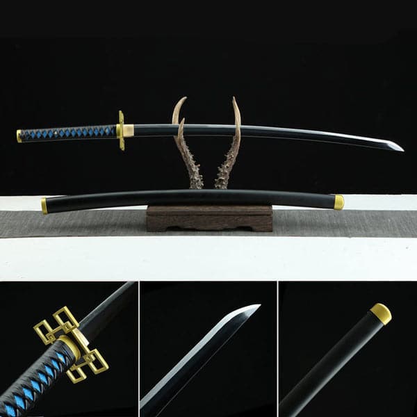 Handmade Anime Katana Demon Slayer Muichiro Tokito Nichirin Sword 1045 High Carbon Steel Black - Tophatter Daily Deals
