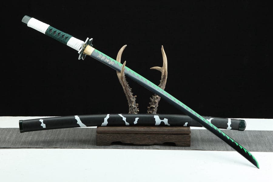 Handmade Anime Katana Demon Slayer Sanemi Shinazugawa Nichirin Sword 1045 High Carbon Steel Black - Tophatter Daily Deals