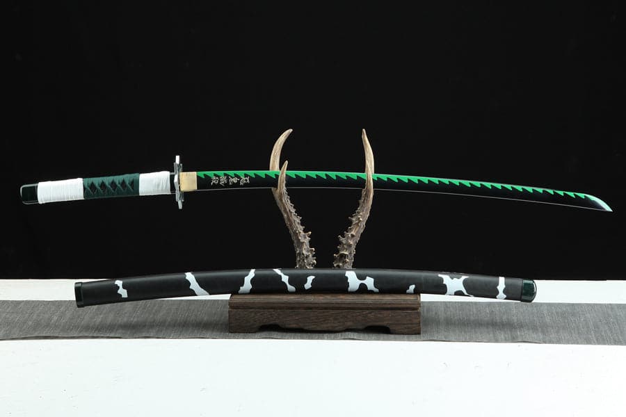 Handmade Anime Katana Demon Slayer Sanemi Shinazugawa Nichirin Sword 1045 High Carbon Steel Black - Tophatter Daily Deals