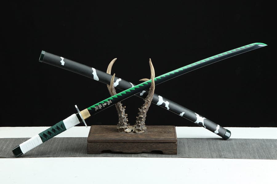 Handmade Anime Katana Demon Slayer Sanemi Shinazugawa Nichirin Sword 1045 High Carbon Steel Black - Tophatter Daily Deals