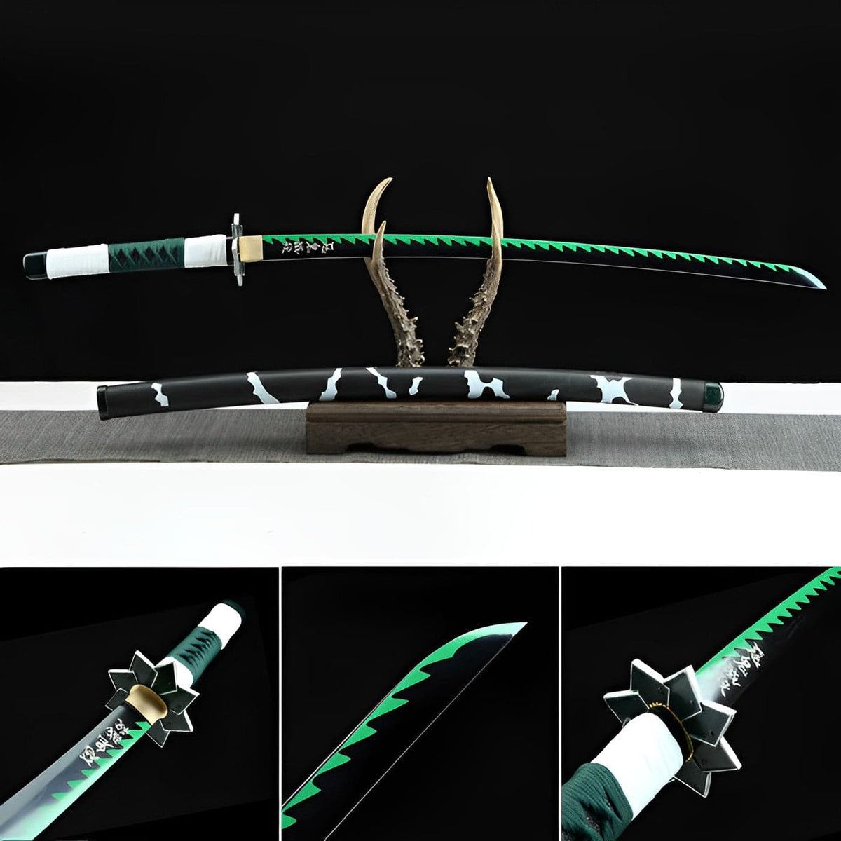Handmade Anime Katana Demon Slayer Sanemi Shinazugawa Nichirin Sword 1045 High Carbon Steel Black - Tophatter Daily Deals