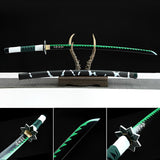 Handmade Anime Katana Demon Slayer Sanemi Shinazugawa Nichirin Sword 1045 High Carbon Steel Black - Tophatter Daily Deals