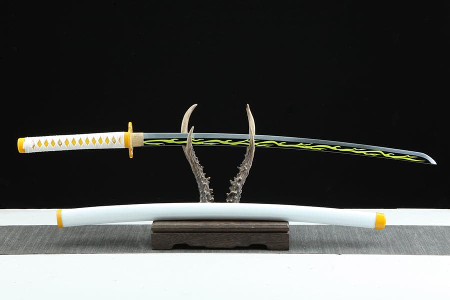 Handmade Anime Katana Demon Slayer Zenitsu Agatsuma Sword 1045 High Carbon Steel Blade - Tophatter Daily Deals