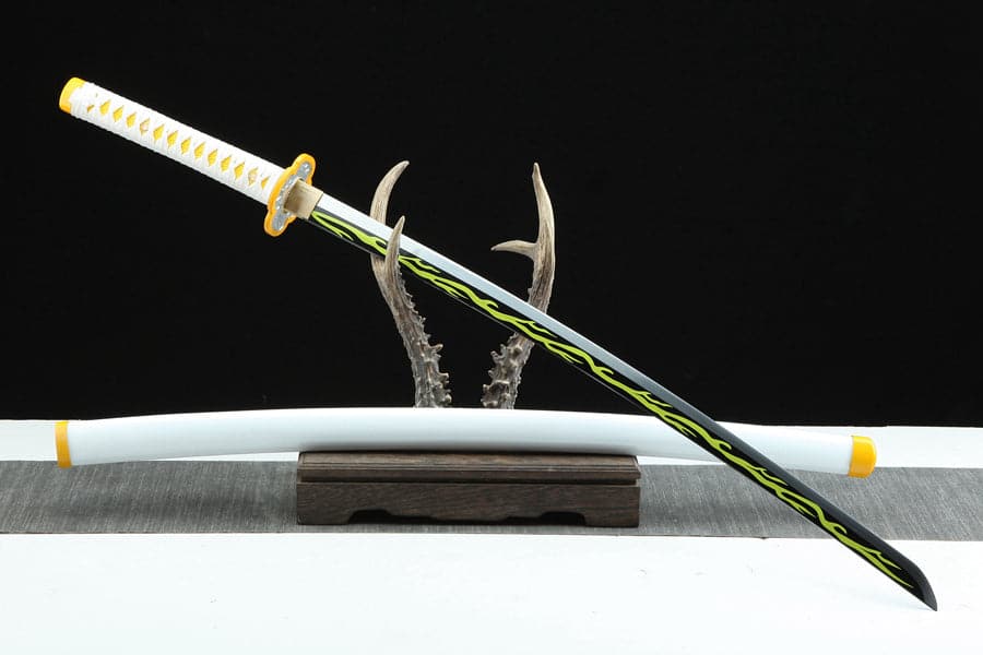 Handmade Anime Katana Demon Slayer Zenitsu Agatsuma Sword 1045 High Carbon Steel Blade - Tophatter Daily Deals