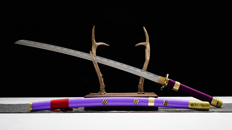 Handmade Anime Katana One Piece Roronoa Zoro's Enma Sword 1045 High Carbon Steel White blade Purple - Tophatter Daily Deals