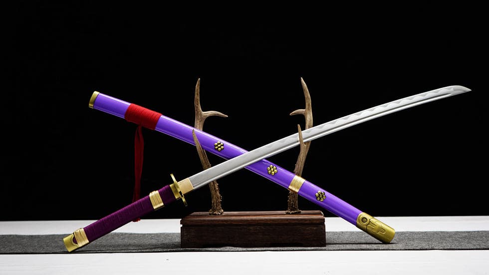 Handmade Anime Katana One Piece Roronoa Zoro's Enma Sword 1045 High Carbon Steel White blade Purple - Tophatter Daily Deals