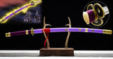 Handmade Anime Katana One Piece Roronoa Zoro's Enma Sword 1045 High Carbon Steel White blade Purple - Tophatter Daily Deals