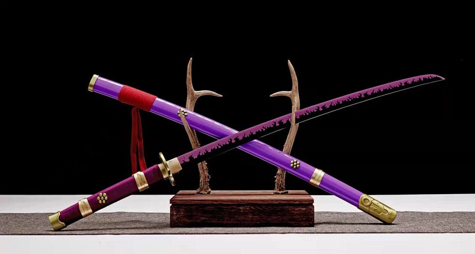 Handmade Anime Katana One Piece Roronoa Zoro's Enma Sword Purple Blade 1045 High Carbon Steel Purple - Tophatter Daily Deals