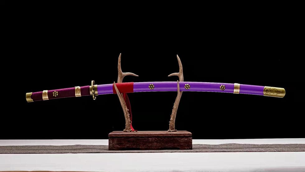 Handmade Anime Katana One Piece Roronoa Zoro's Enma Sword Purple Blade 1045 High Carbon Steel Purple - Tophatter Daily Deals