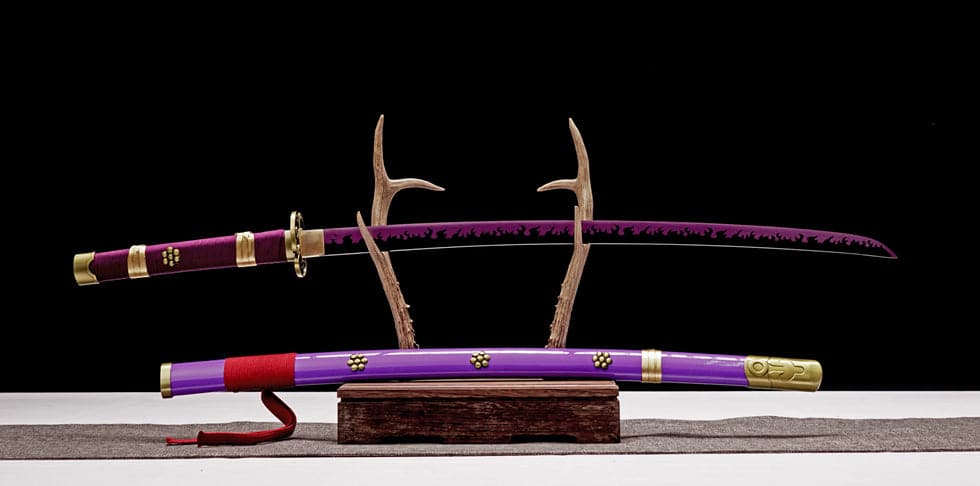 Handmade Anime Katana One Piece Roronoa Zoro's Enma Sword Purple Blade 1045 High Carbon Steel Purple - Tophatter Daily Deals