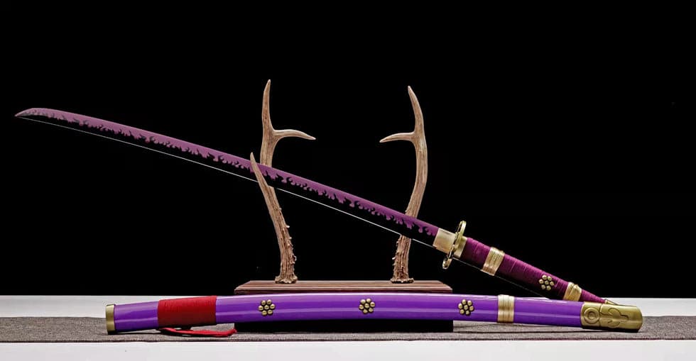 Handmade Anime Katana One Piece Roronoa Zoro's Enma Sword Purple Blade 1045 High Carbon Steel Purple - Tophatter Daily Deals