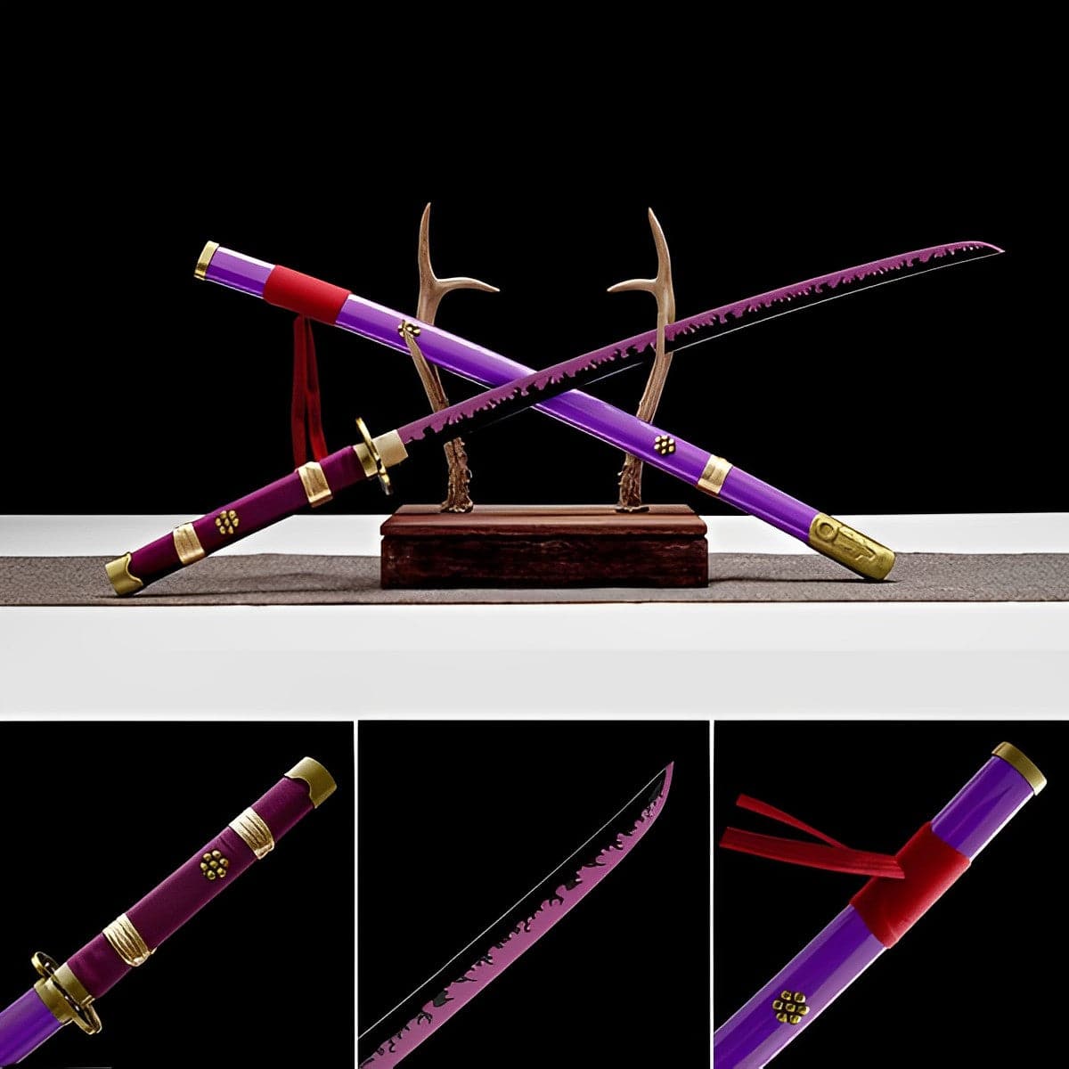 Handmade Anime Katana One Piece Roronoa Zoro's Enma Sword Purple Blade 1045 High Carbon Steel Purple - Tophatter Daily Deals