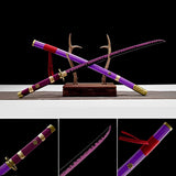 Handmade Anime Katana One Piece Roronoa Zoro's Enma Sword Purple Blade 1045 High Carbon Steel Purple - Tophatter Daily Deals