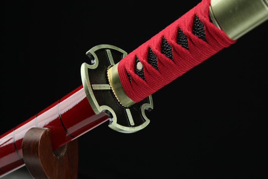 Handmade Anime Katana One Piece Roronoa Zoro Sandai Kitetsu Sword 1045 High Carbon Steel Red - Tophatter Daily Deals