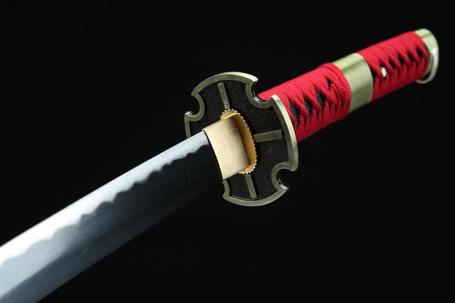 Handmade Anime Katana One Piece Roronoa Zoro Sandai Kitetsu Sword 1045 High Carbon Steel Red - Tophatter Daily Deals