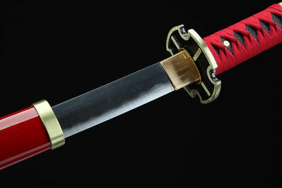 Handmade Anime Katana One Piece Roronoa Zoro Sandai Kitetsu Sword 1045 High Carbon Steel Red - Tophatter Daily Deals