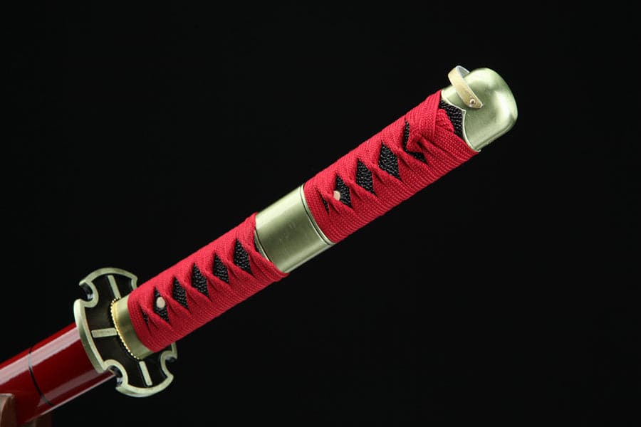 Handmade Anime Katana One Piece Roronoa Zoro Sandai Kitetsu Sword 1045 High Carbon Steel Red - Tophatter Daily Deals